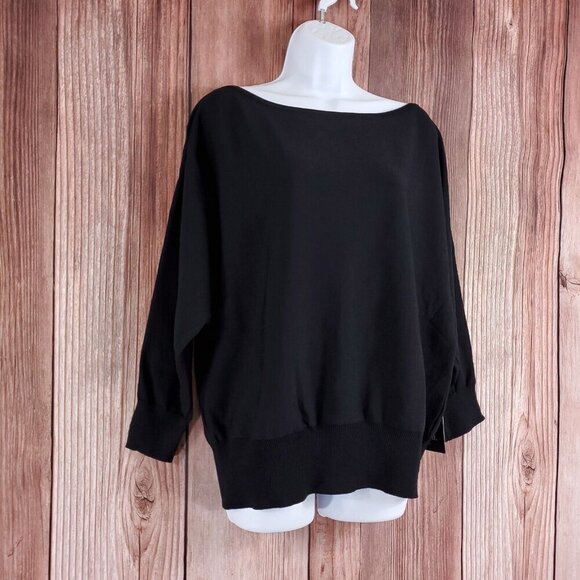 NWT Tuckernuck Womens Size XL Black Wide Neck Valencia Sweater Rayon Nylon - Picture 4 of 16